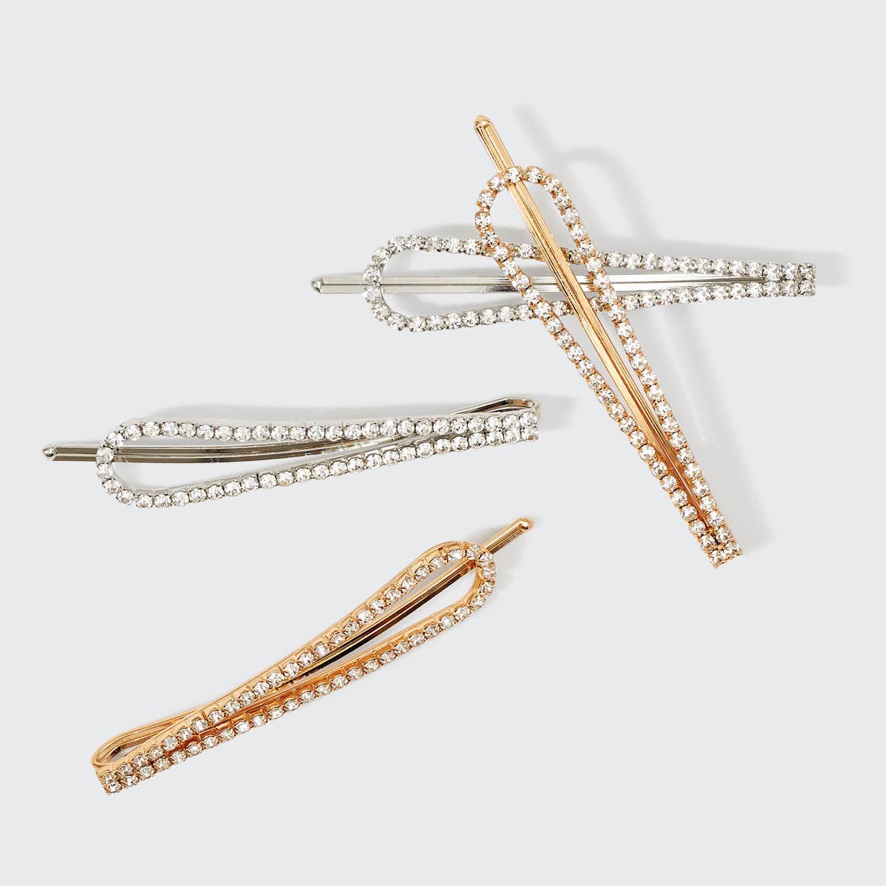 Metal Rhinestone Drop Bobby Pins 4pc Set - Gold/Silver – Mi Vida Uvalde