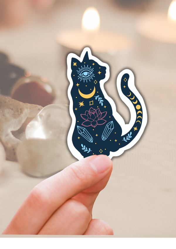 Magical cat die cut sticker