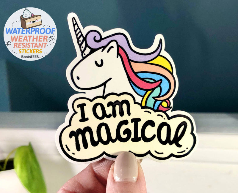I Am Magical Unicorn Sticker, 3" Cute Waterproof Quote Decal