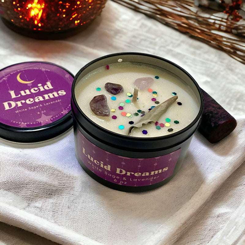 Lucid Dreams Soy Candle
White Sage & Lavender Scent
6 oz