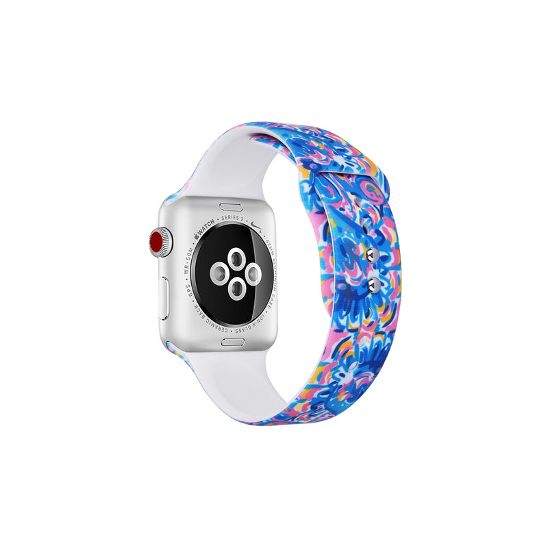 PRINTED SILICONE APPLE WATCH BAND 42/44/45 - PINK SWIRLY