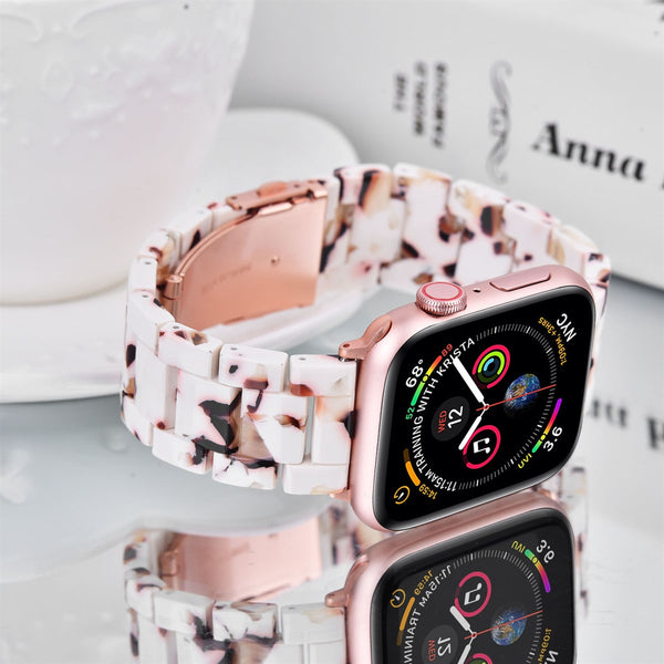 RESIN BAND FOR APPLE WATCH 42/44/45 WHITE FLORAL