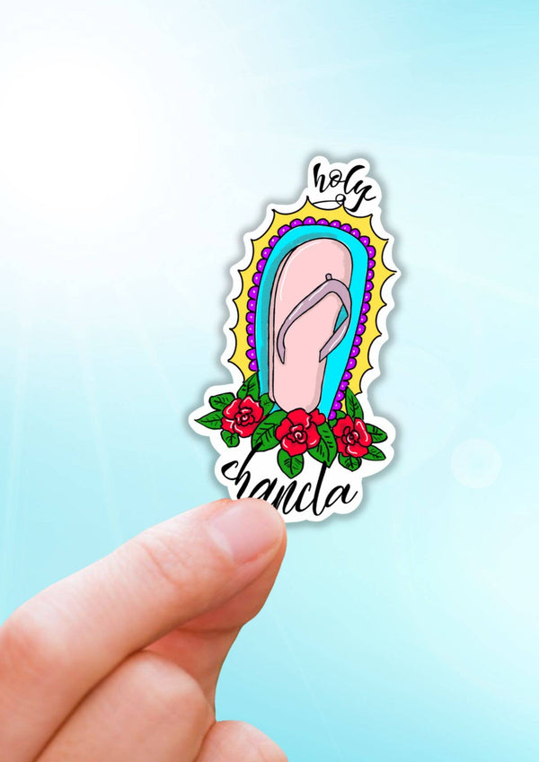 holy chancla latina funny water resistant sticker