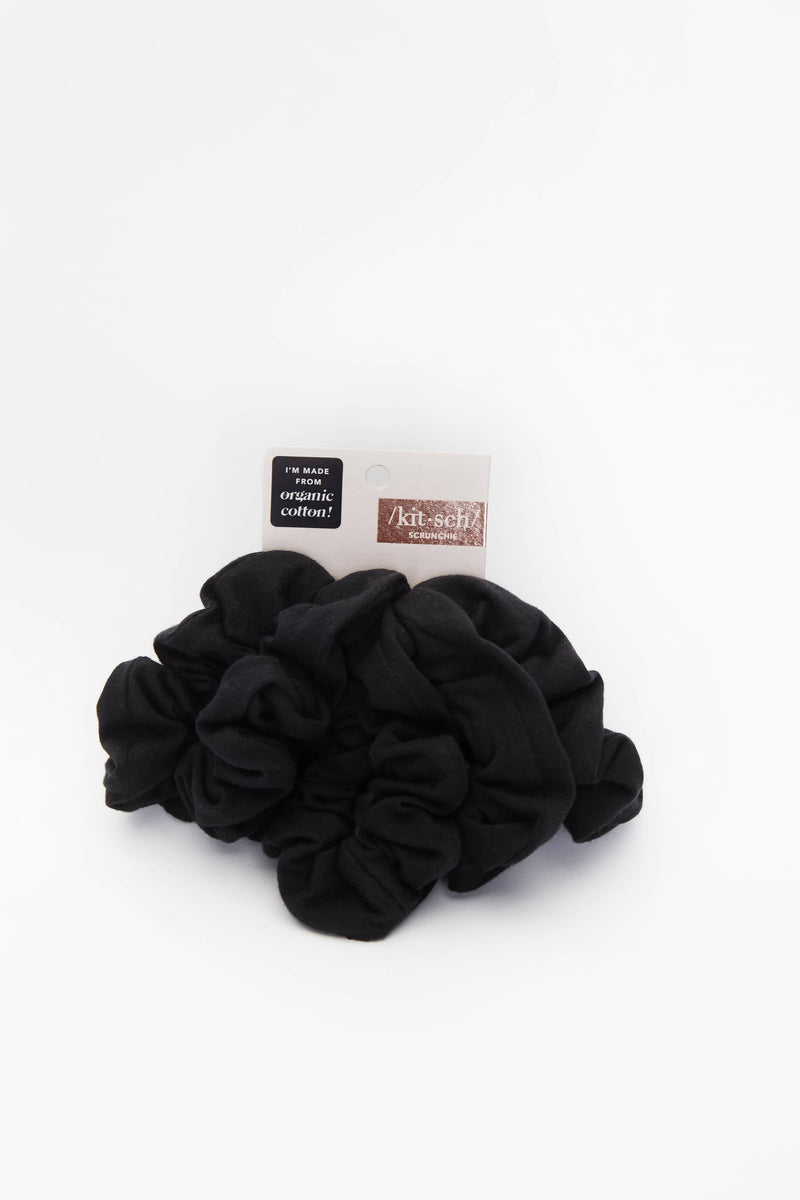 Organic Cotton Knit Scrunchies 5pc - Black