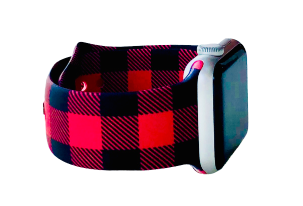 Red and Black Buffalo Plaid Apple Watch Band