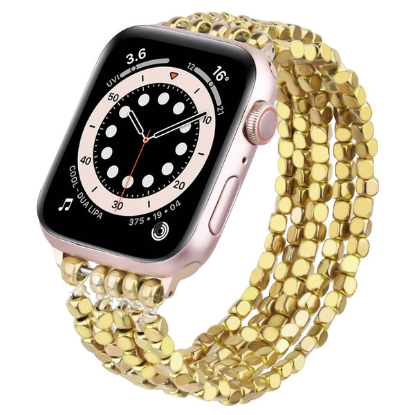POLISHED BEADED APPLE WATCH BAND 42/44/45 GOLD