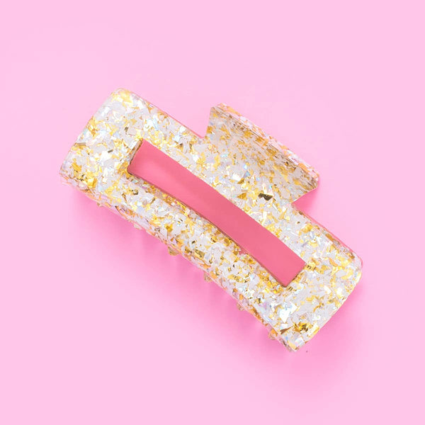 Claw Clip - Pearl + Gold Confetti