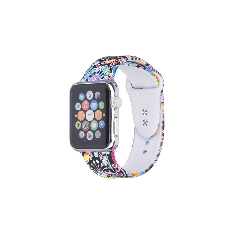 PRINTED SILICONE APPLE WATCH BAND 38/40/41 MULTI PAISLEY