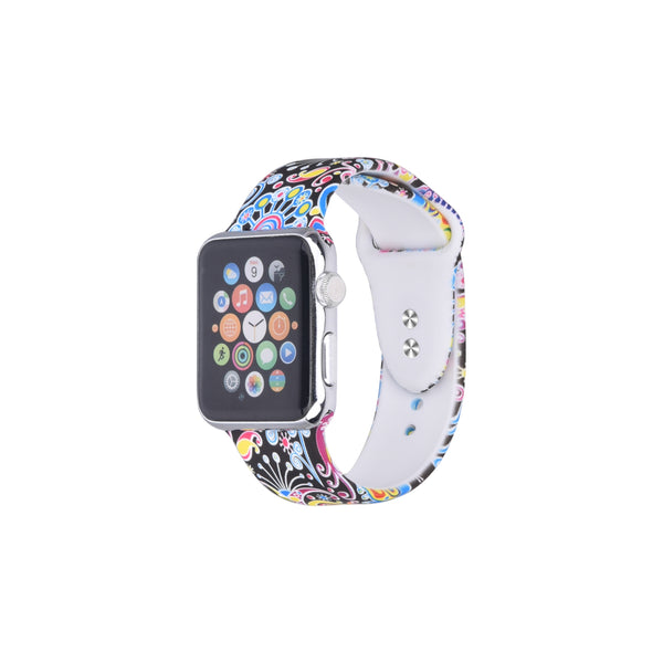 PRINTED SILICONE APPLE WATCH BAND 42/44/45 MULTI PAISLEY