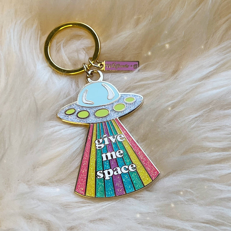 UFO - Give Me Space Enamel Keychain