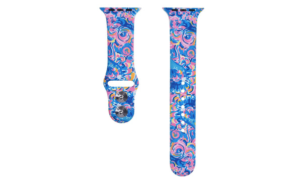 PRINTED SILICONE APPLE WATCH BAND 42/44/45 - PINK SWIRLY