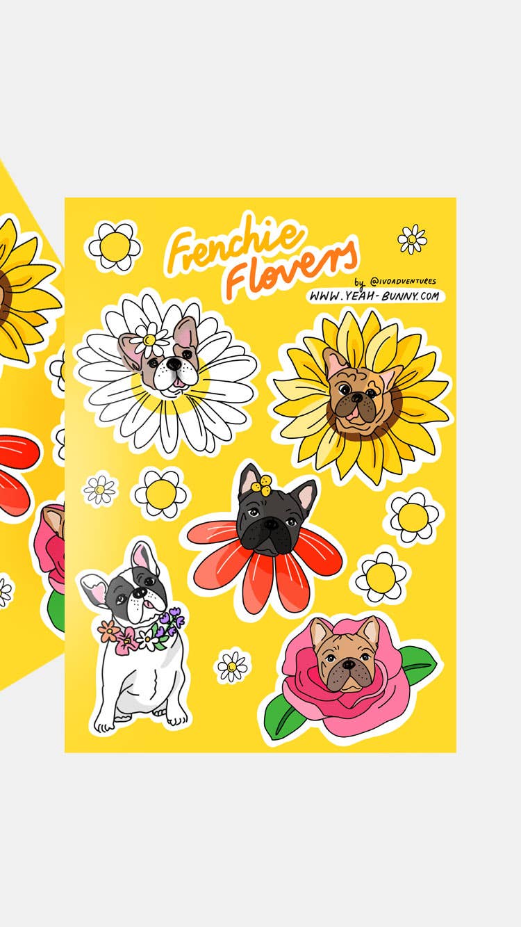 Flower Frenchie - Yellow - Stickers Sheet