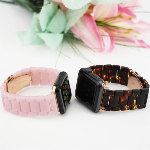 RESIN BAND FOR APPLE WATCH 42/44/45 TORTOISE ROSE GOLD