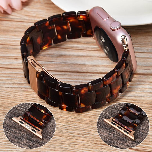 RESIN BAND FOR APPLE WATCH 42/44/45 TORTOISE ROSE GOLD