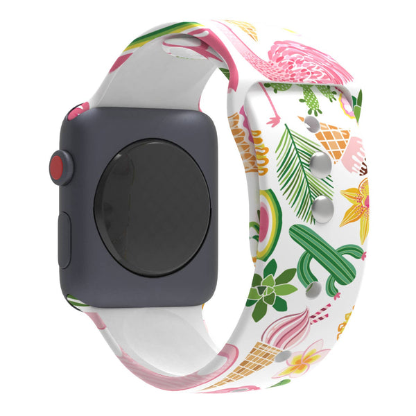 PRINTED SILICONE APPLE WATCH BAND 42/44/45 FLAMINGO
