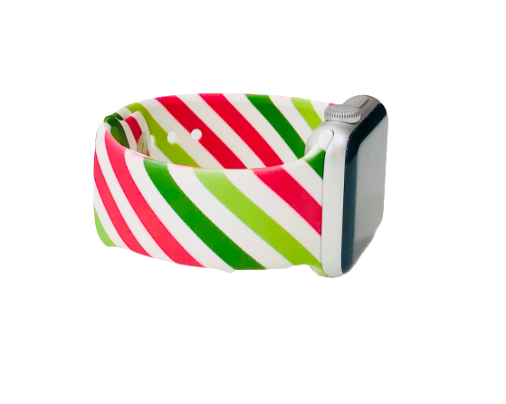 Red and Green Striped Apple Watch Band