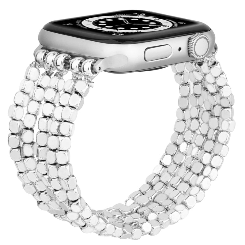 POLISHED BEADED APPLE WATCH BAND 38/40/41 SILVER