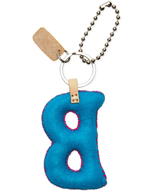 TURQUOISE FELT ALPHABET CHARM "B"