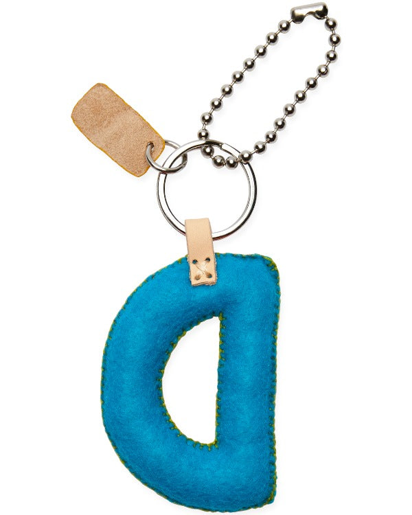 TURQUOISE FELT ALPHABET CHARM "D"