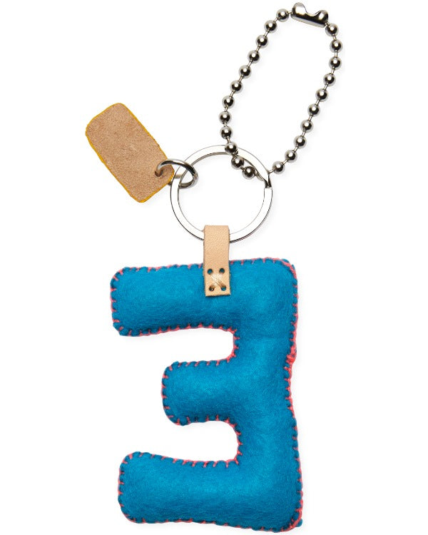 TURQUOISE FELT ALPHABET CHARM "E"