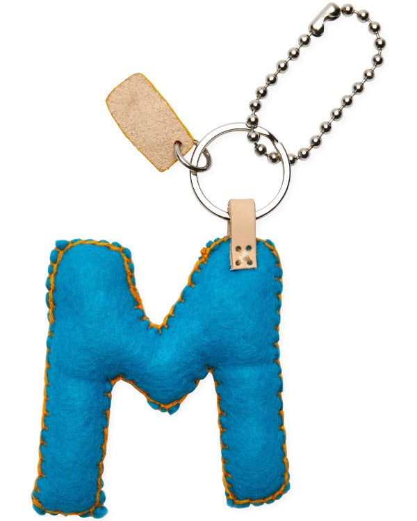 TURQUOISE FELT ALPHABET CHARM "M"