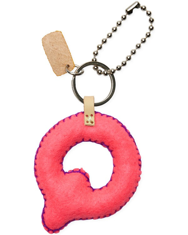 PINK FELT ALPHABET CHARM "Q"