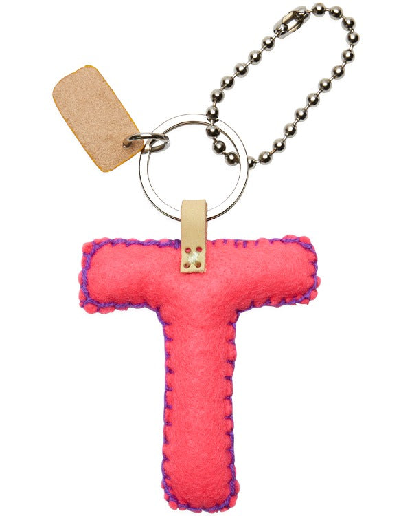 PINK FELT ALPHABET CHARM "T"