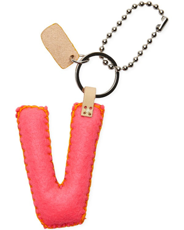 PINK FELT ALPHABET CHARM "V"