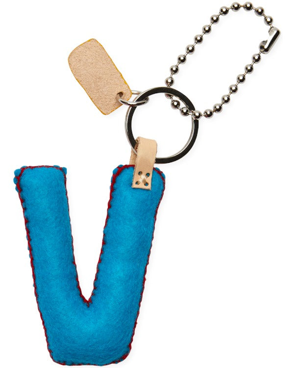 TURQUOISE FELT ALPHABET CHARM "V"