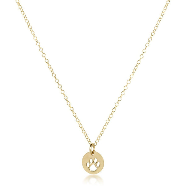16" NECKLACE - PAW PRINT SMALL GOLD DISC