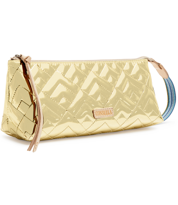 A LOUIS VUITTON QUILTED POUCH GOLD LIMELIGHT CLUTCH BAG, with