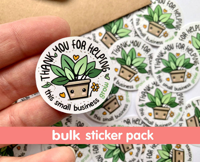 Cute Thank You Packing Stickers, 1.67" Water Resistant Round