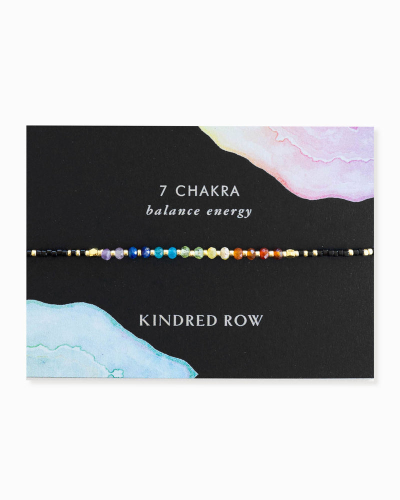 Chakra Rainbow Healing Gemstone Stacking Bracelet, Black