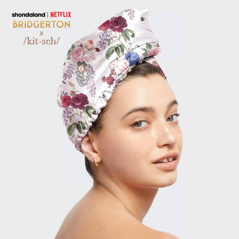 Bridgerton x Kitsch Satin-Wrapped Hair Towel - Floral