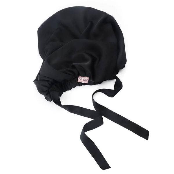 Satin Sleep XL Adjustable Bonnet - Black