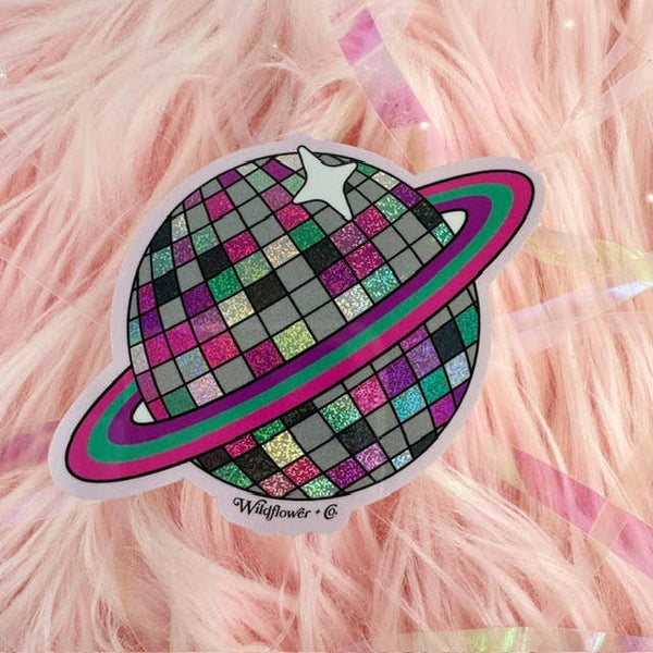 Planet Disco Glitter Sticker