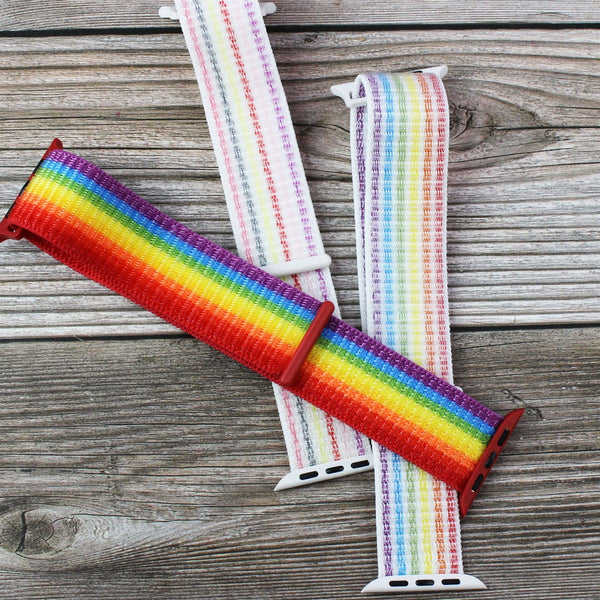 RAINBOW WATCH BAND 42/44/45 #1 NYLON PRIDE RAINBOW