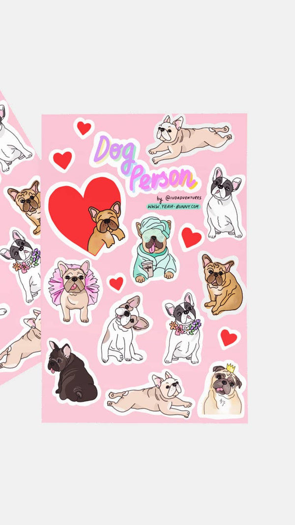 Pink Frenchie - Stickers Sheet