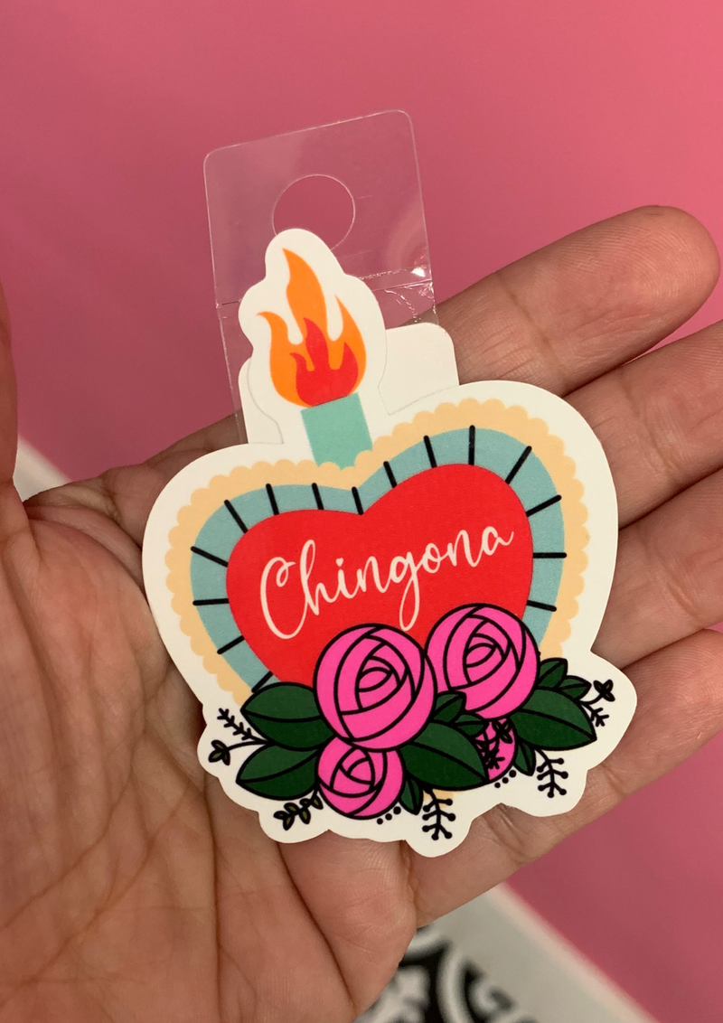 Chingona sacred heart latina vinyl sticker