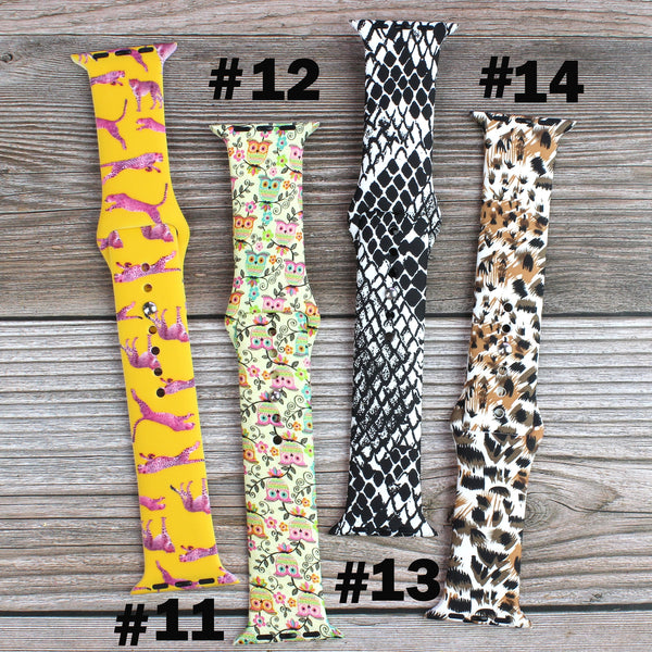 ANIMAL THEMED SILICONE APPLE WATCH BAND 42/44/45 #12 OWLS