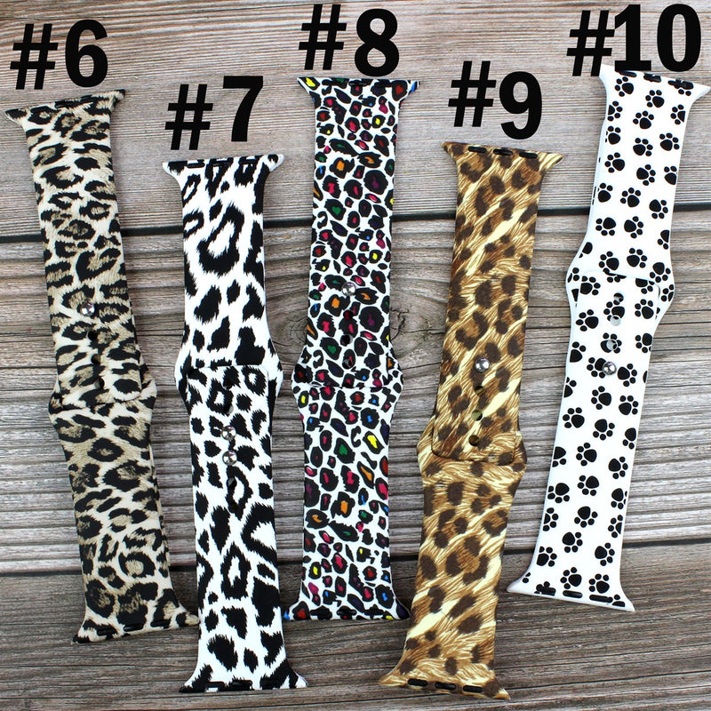 ANIMAL THEMED SILICONE APPLE WATCH BAND 42/44/45 #8 MULTI CHEETAH