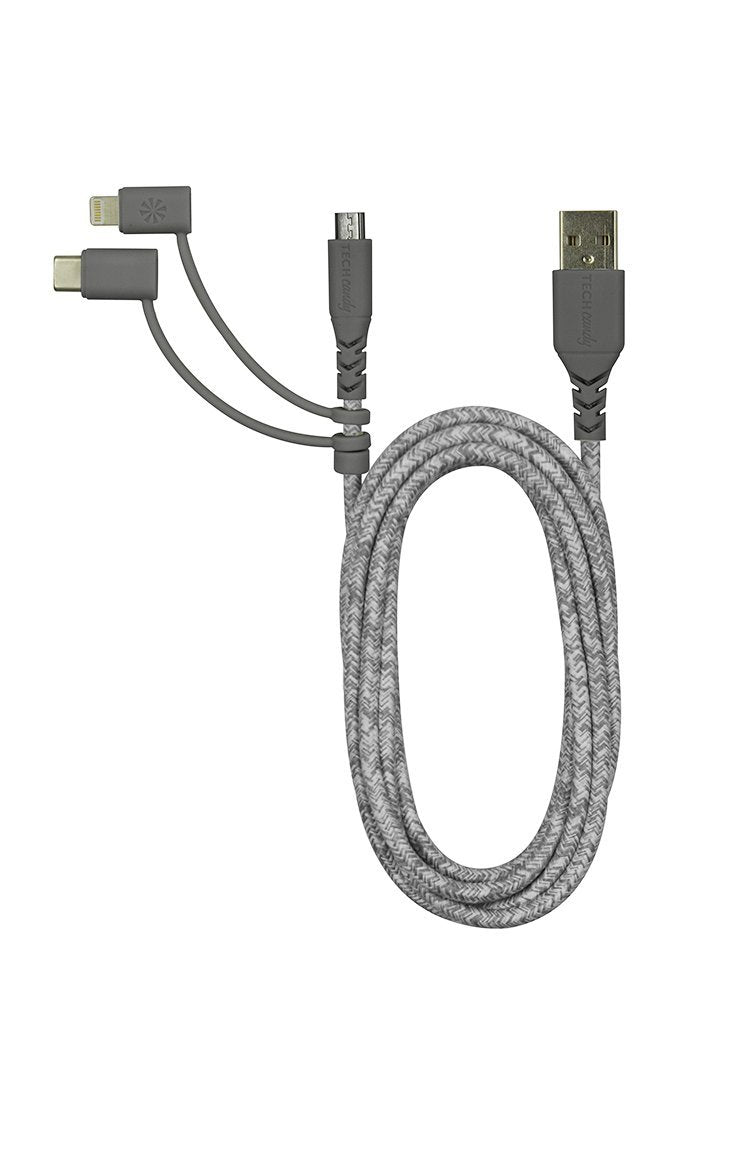 Triple Header Maxi 6ft Woven USB Cable (MFi)